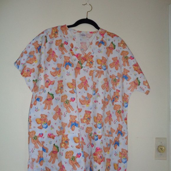 MEDICAL SCRUB UNIFORM TOP S.C.R.U.B.S.  L 100% cot - Picture 1 of 6